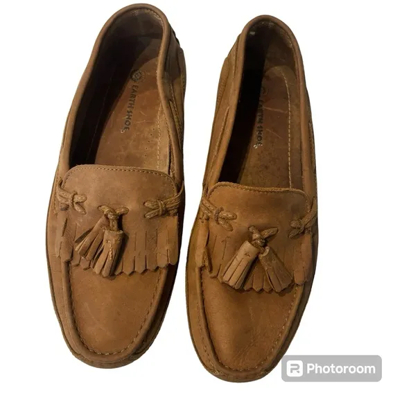 Earth Shoes Manning leather tassel loafers brown SZ 9.5 D NWOT NO BOX