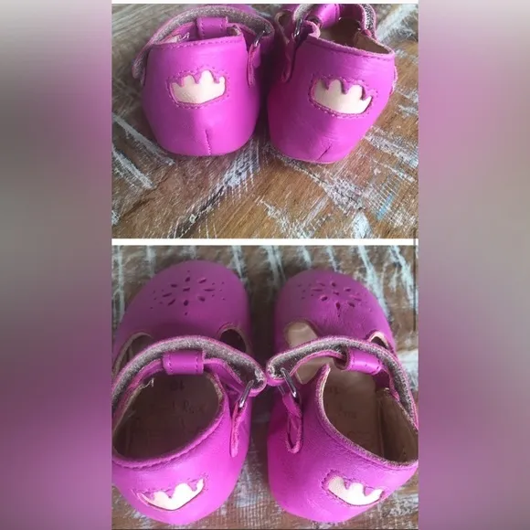 Easy Peasy Lillyp Velcro leather Mary Jane soft soled shoes in “fushia” size 19