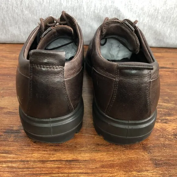Ecco City Tray Shoe Lace Up Oxford Brown Leather Mens EU 45 US 11-11.5 Lug Sole