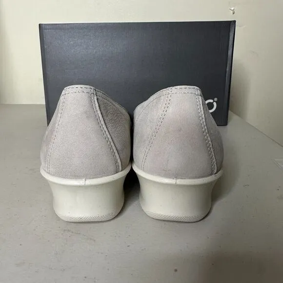 Ecco Felicia Slip On Wedge Loafers Gravel Gray Women's 10-10.5/EU 41 NWB Comfort