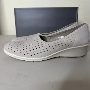 Ecco Felicia Slip On Wedge Loafers Gravel Gray Women's 10-10.5/EU 41 NWB Comfort