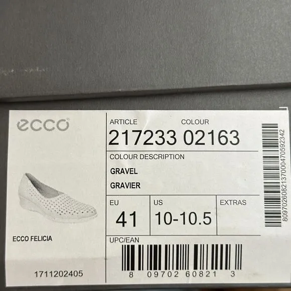 Ecco Felicia Slip On Wedge Loafers Gravel Gray Women's 10-10.5/EU 41 NWB Comfort