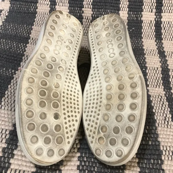 ECCO Gray Soft Leather Casual Lace Up Shoes Sneakers Sz 12-12.5