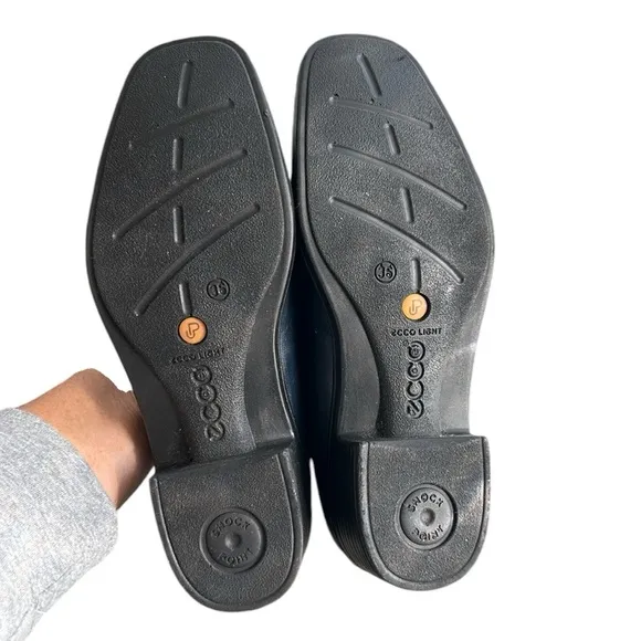 Ecco Light Navy Blue Leather Crossover Pumps Loafers Shoes Euro 36/US 5.5