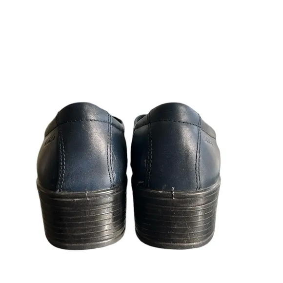 Ecco Light Navy Blue Leather Crossover Pumps Loafers Shoes Euro 36/US 5.5