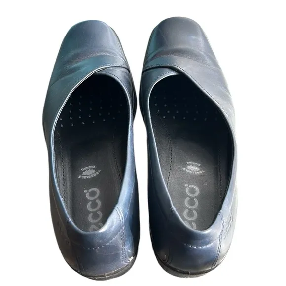 Ecco Light Navy Blue Leather Crossover Pumps Loafers Shoes Euro 36/US 5.5