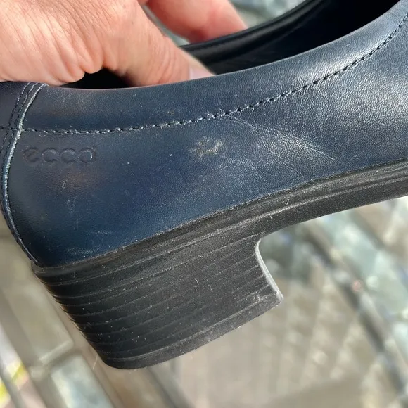 Ecco Light Navy Blue Leather Crossover Pumps Loafers Shoes Euro 36/US 5.5