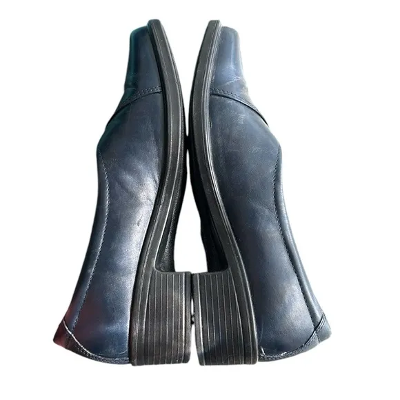 Ecco Light Navy Blue Leather Crossover Pumps Loafers Shoes Euro 36/US 5.5