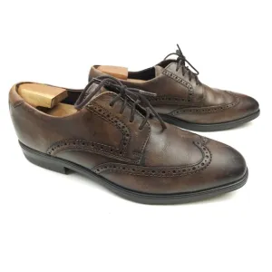 Ecco Melbourne 45 Casual Wingtip Dress Shoes Cocoa Brown Leather Men's Size 11