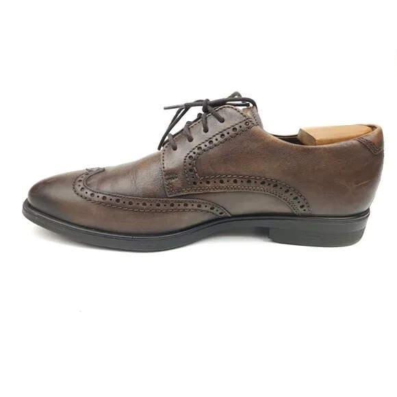 Ecco Melbourne 45 Casual Wingtip Dress Shoes Cocoa Brown Leather Men's Size 11