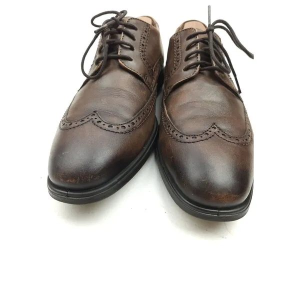 Ecco Melbourne 45 Casual Wingtip Dress Shoes Cocoa Brown Leather Men's Size 11