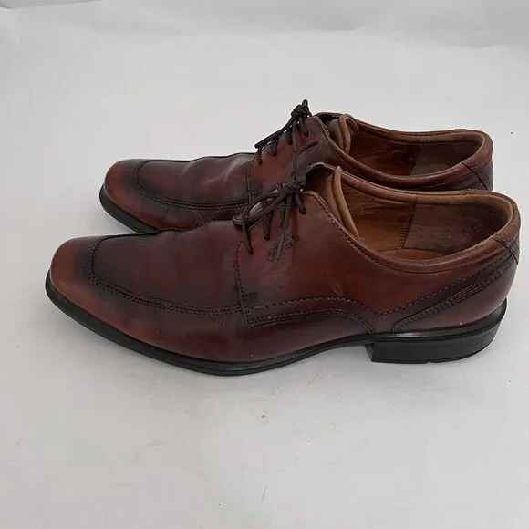 ECCO Mens 10 (EU 43) Amber Brown Leather Oxford Dress Shoes Lace Up Comfort