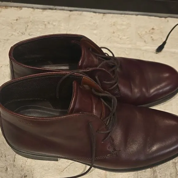 Ecco mens brown leather shoes size eu 45 us 11