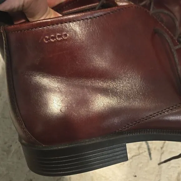 Ecco mens brown leather shoes size eu 45 us 11