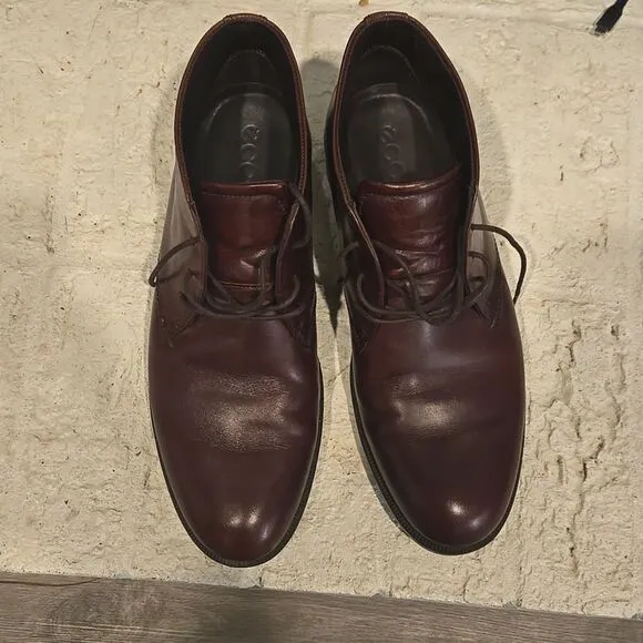 Ecco mens brown leather shoes size eu 45 us 11