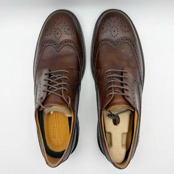 Ecco Mens London Wing Tip Oxford Shoes EU 45 US 11-11.5 Brown Leather NIB
