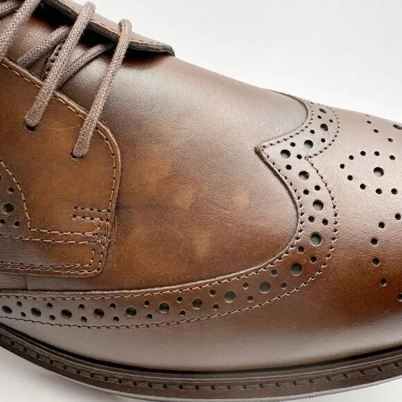 Ecco Mens London Wing Tip Oxford Shoes EU 45 US 11-11.5 Brown Leather NIB