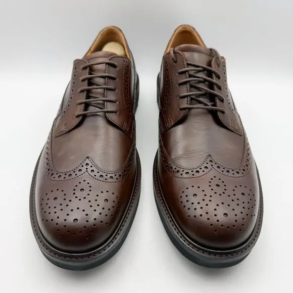 Ecco Mens London Wing Tip Oxford Shoes EU 45 US 11-11.5 Brown Leather NIB