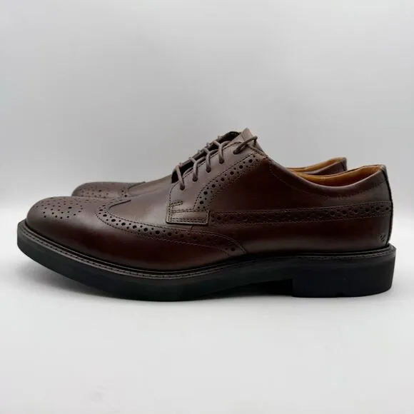 Ecco Mens London Wing Tip Oxford Shoes EU 45 US 11-11.5 Brown Leather NIB
