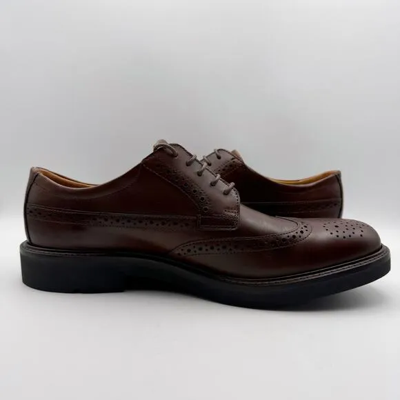 Ecco Mens London Wing Tip Oxford Shoes EU 45 US 11-11.5 Brown Leather NIB