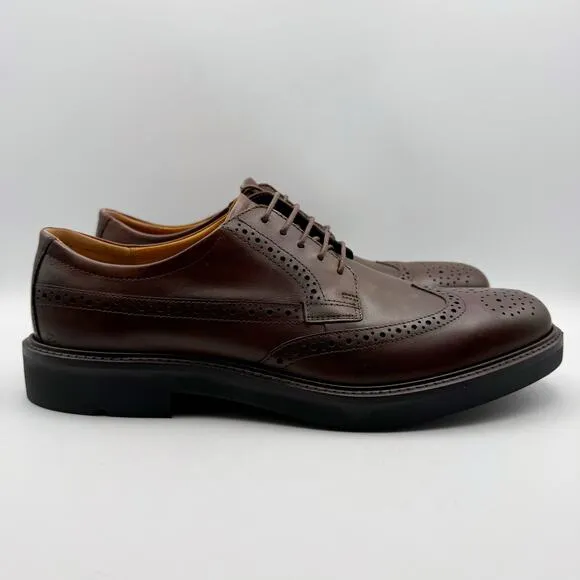 Ecco Mens London Wing Tip Oxford Shoes EU 45 US 11-11.5 Brown Leather NIB
