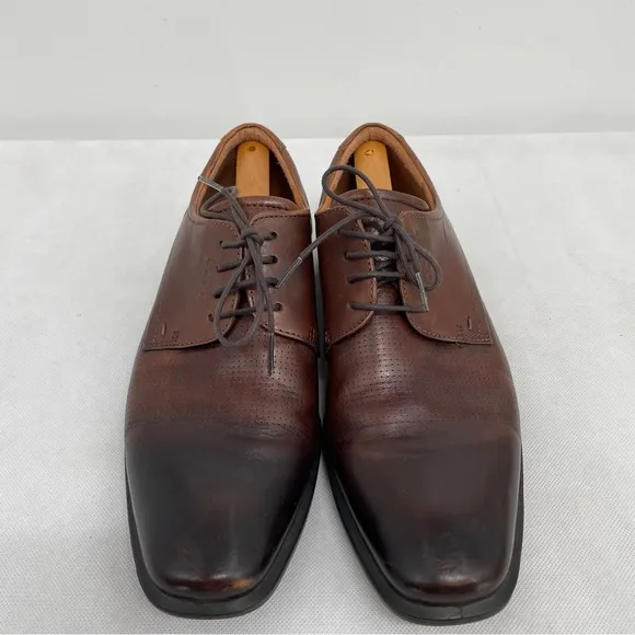 ECCO mens Oxfords Loafers US 8-8.5 EU 42 leather brown lace up dress shoes Ombre