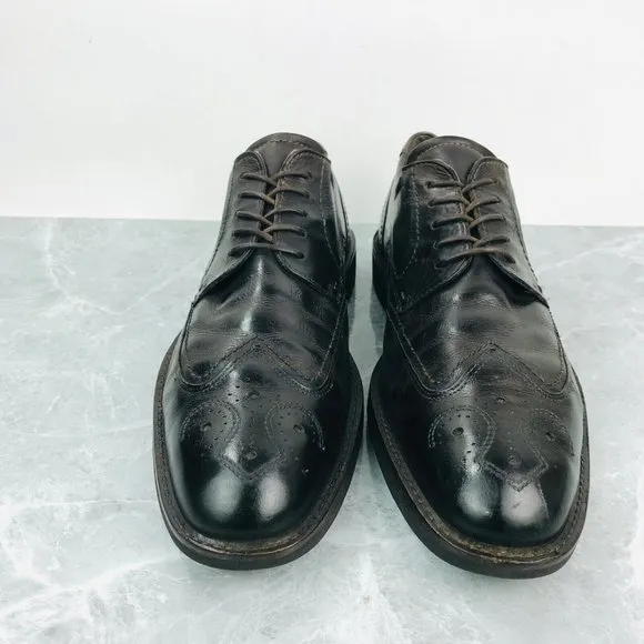 Ecco Mens Size 12-12.5 Shoes Brown leather Comfort Shank Tech Wingtip Shoes EU46