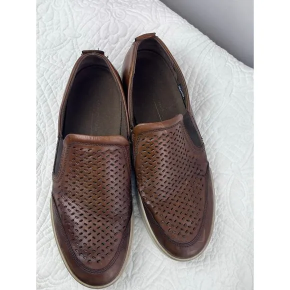 Ecco Men's Size 46 (US 12/12.5) tan Soft Sneaker Causal Slip On Leather Shoes