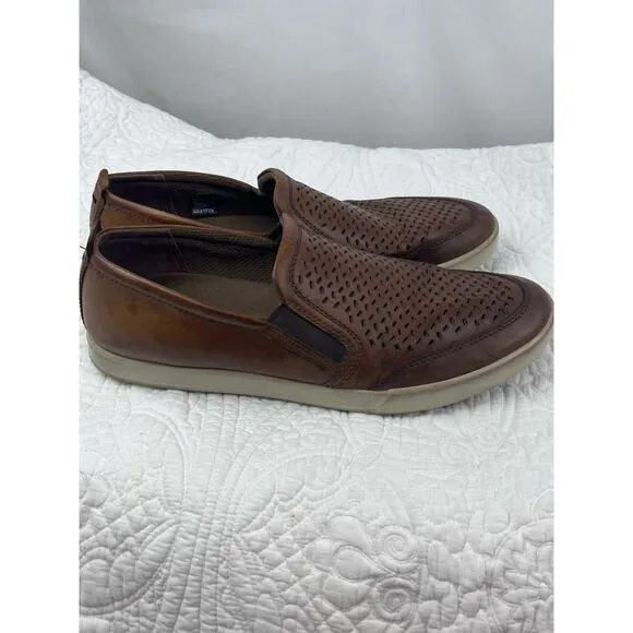 Ecco Men's Size 46 (US 12/12.5) tan Soft Sneaker Causal Slip On Leather Shoes