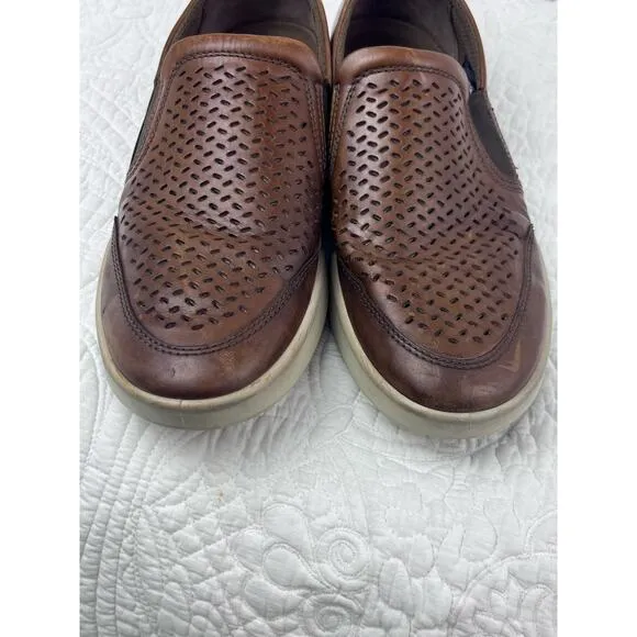 Ecco Men's Size 46 (US 12/12.5) tan Soft Sneaker Causal Slip On Leather Shoes