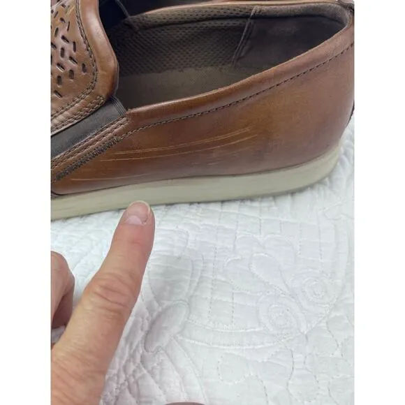 Ecco Men's Size 46 (US 12/12.5) tan Soft Sneaker Causal Slip On Leather Shoes