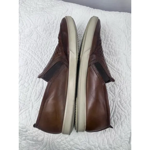 Ecco Men's Size 46 (US 12/12.5) tan Soft Sneaker Causal Slip On Leather Shoes