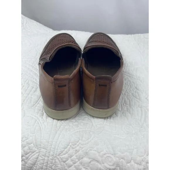 Ecco Men's Size 46 (US 12/12.5) tan Soft Sneaker Causal Slip On Leather Shoes