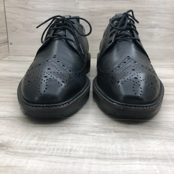 Ecco Shoes Mens 10 Hybrid Black Leather Brogue Wingtip Comfort Derby