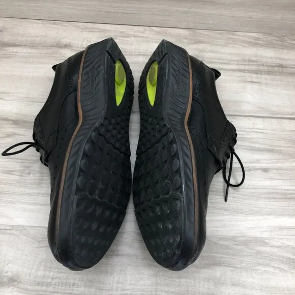 Ecco Shoes Mens 10 Hybrid Black Leather Brogue Wingtip Comfort Derby