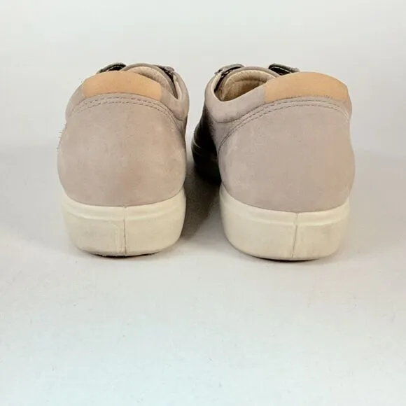 ECCO Soft 7 Gray Leather Sneakers Women's 38 US 7 Casual Lace Up Shoes