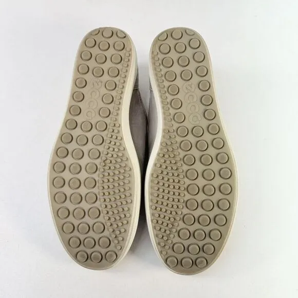 ECCO Soft 7 Gray Leather Sneakers Women's 38 US 7 Casual Lace Up Shoes