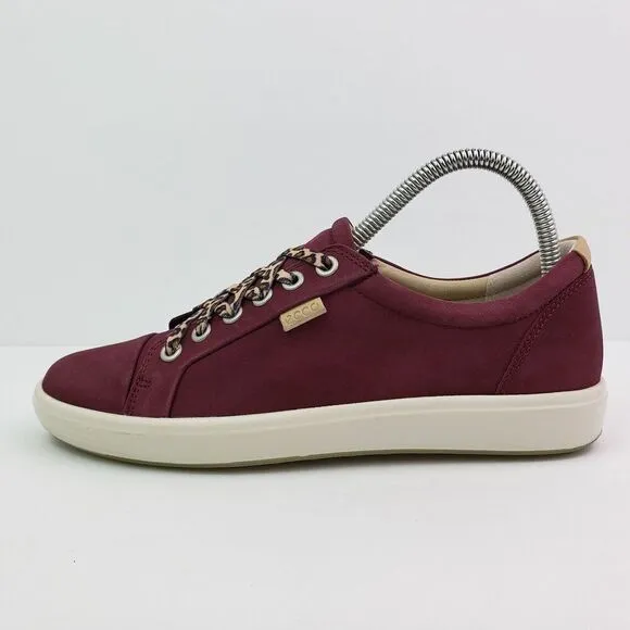 Ecco Soft 7 Low Morillo Womens Size EU 38 US 7-7.5 Red Leather Sneaker Shoes