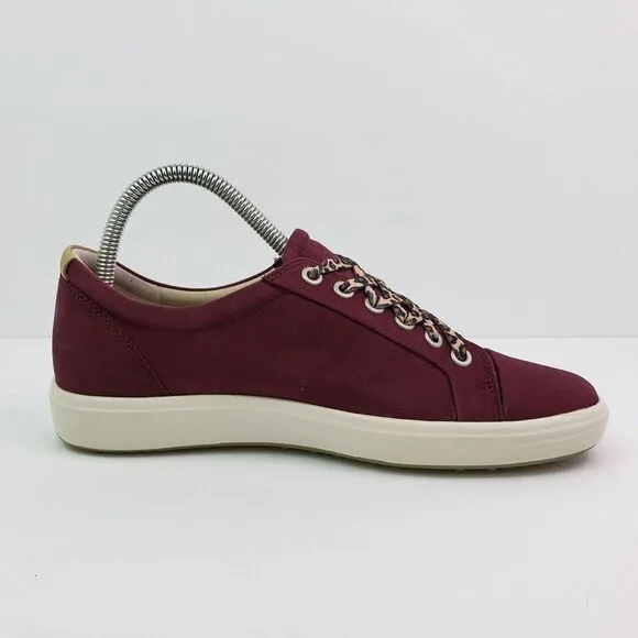 Ecco Soft 7 Low Morillo Womens Size EU 38 US 7-7.5 Red Leather Sneaker Shoes