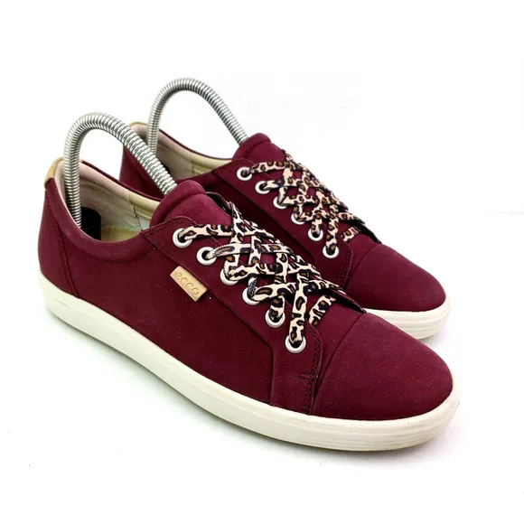 Ecco Soft 7 Low Morillo Womens Size EU 38 US 7-7.5 Red Leather Sneaker Shoes
