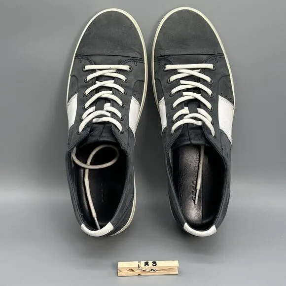 Ecco Soft 7 Mens 13 Shoes Sneakers Suede Nubuck Leather Blue White Danish Design