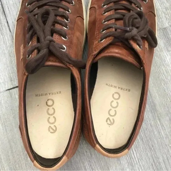 Ecco Soft 7 Mens Size 10 - Brown Leather‎ Lace Up Casual Sneaker Shoes