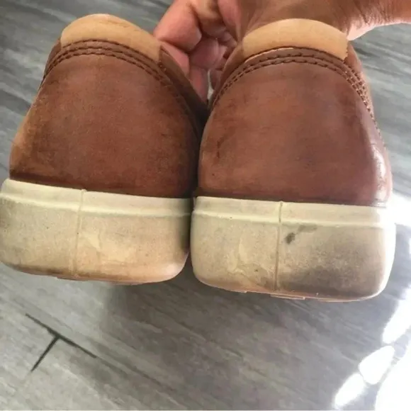 Ecco Soft 7 Mens Size 10 - Brown Leather‎ Lace Up Casual Sneaker Shoes