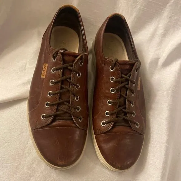 ECCO Soft 7 Men's Size EU 41/US 8 Nubuck Brown Leather Sneakers Shoes