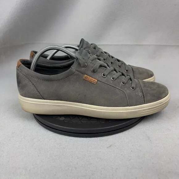 ECCO Soft 7 Shoes Gray Suede Leather Mens Size US 9 EU 43