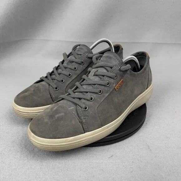 ECCO Soft 7 Shoes Gray Suede Leather Mens Size US 9 EU 43