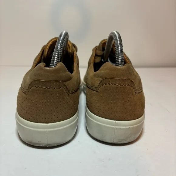 Ecco Soft 7 Shoes Men's 9 9.5 / 43 Brown Leather Casual Lace Up Comfort Sneakers