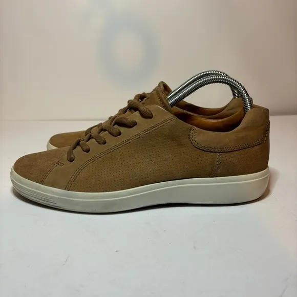 Ecco Soft 7 Shoes Men's 9 9.5 / 43 Brown Leather Casual Lace Up Comfort Sneakers