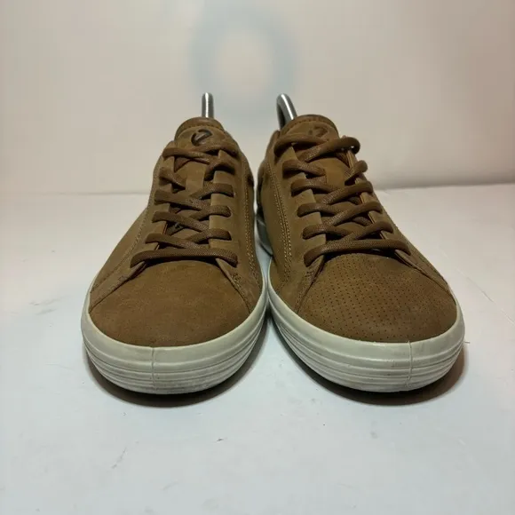 Ecco Soft 7 Shoes Men's 9 9.5 / 43 Brown Leather Casual Lace Up Comfort Sneakers