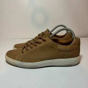 Ecco Soft 7 Shoes Men's 9 9.5 / 43 Brown Leather Casual Lace Up Comfort Sneakers